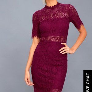 Lulus Remarkable Burgundy Lace Dress ; Small